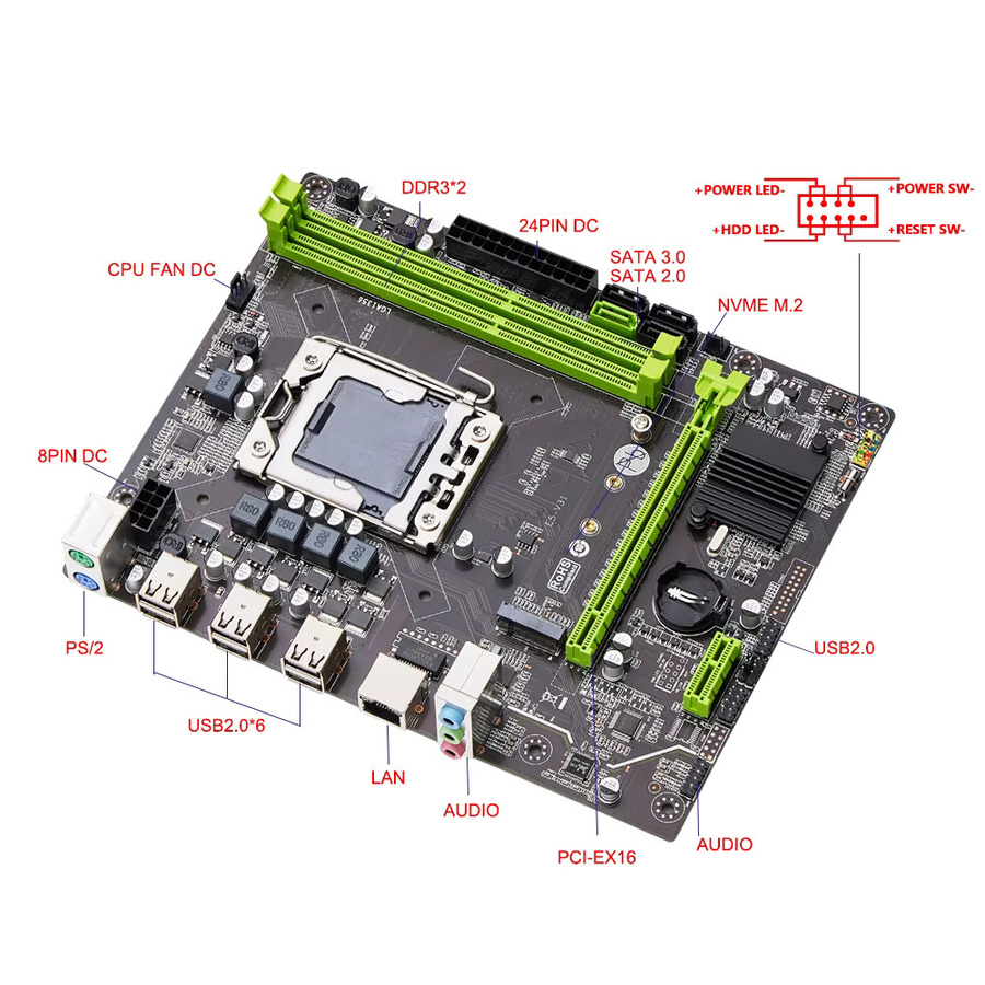Qiyida X79 Mainboard Combo Kit mit Xeon E5 2420 v2 Prozessor, 8GB DDR3 RAM und NVMe M.2 Support, Micro ATX, Schwarz - Bild 3