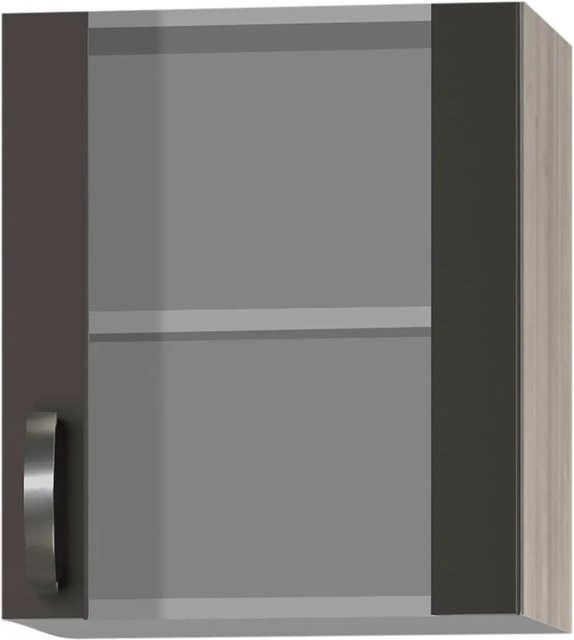 Optifit Küchen-Oberschrank Faro220 mit Stollenglastür in Anthrazit-braun, B: 50 cm, H: 57,6 cm, T: 34,6 cm - Bild 1