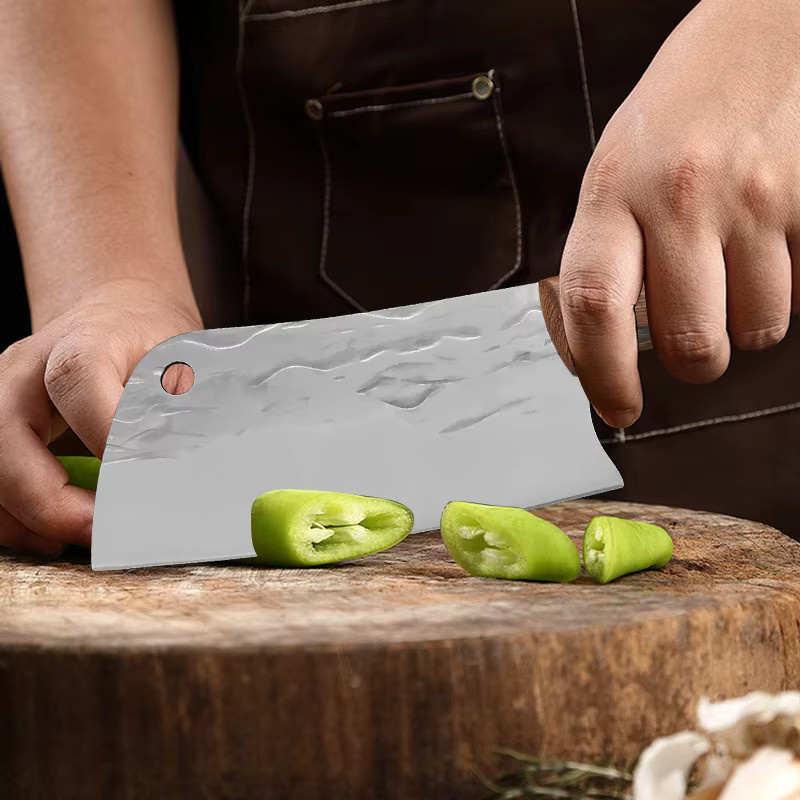 GuanQi Multifunktionales Kochmesser aus geschmiedetem Edelstahl mit Holzgriff in Silber - Bild 5