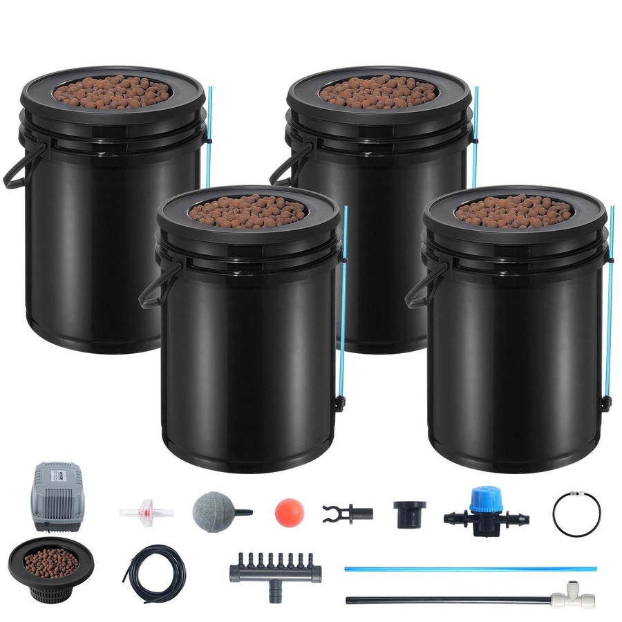 Buying Solutions MB DWC Hydroponik Anbausystem Deep Water Culture mit Tropfbewässerungs-Kit und 4 Eimern für Blattgemüse - Bild 7