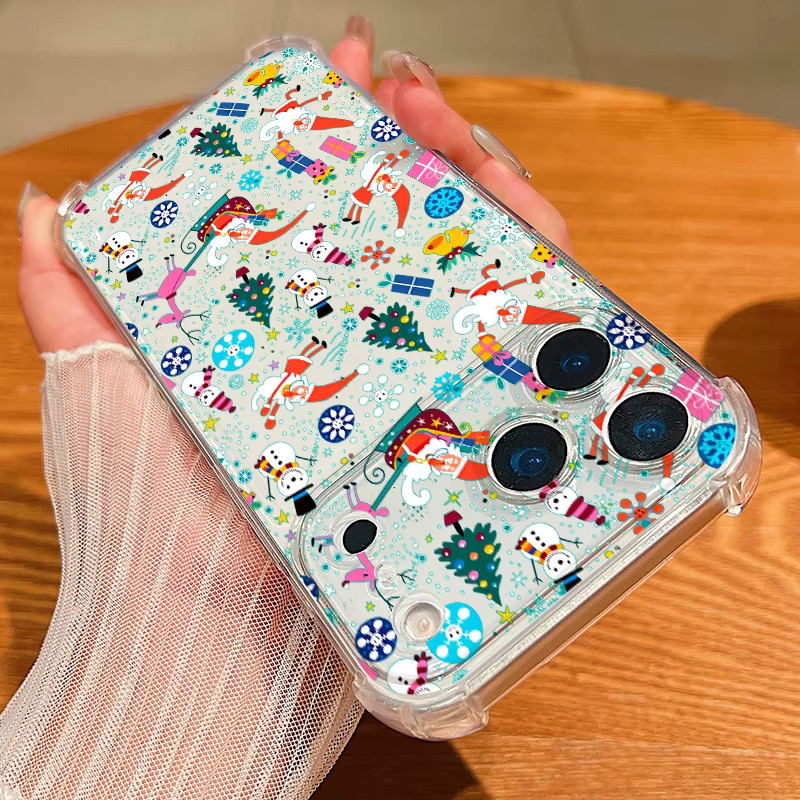 YISHANGOU Silikon Handyhülle mit Weihnachts-Schneemann Design für iPhone, stoßfestes Softcover in Transparent und Grau - Bild 2