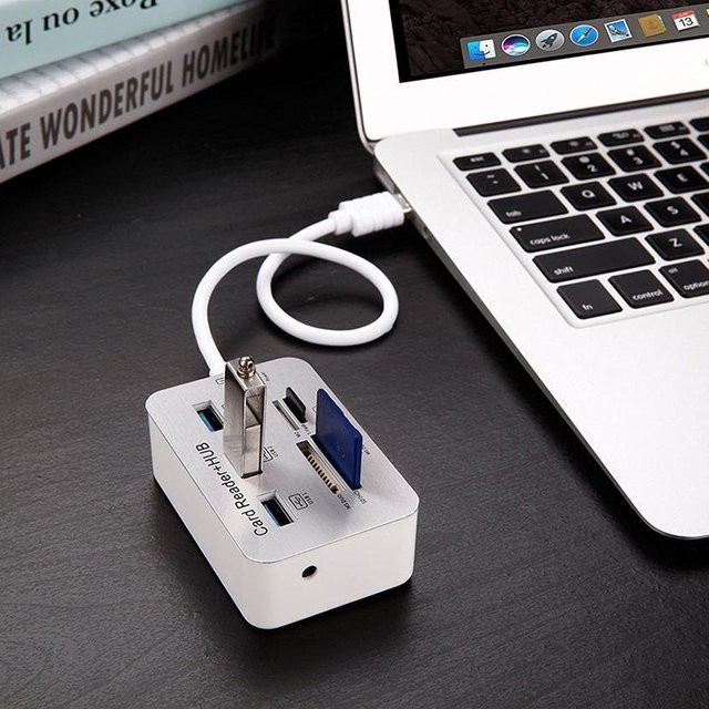 OULLX USB 3.0 Hub und Kartenleser Combo mit Micro SD und TF Slot als Adapter für PC, Tablet und Smartphone - Bild 1
