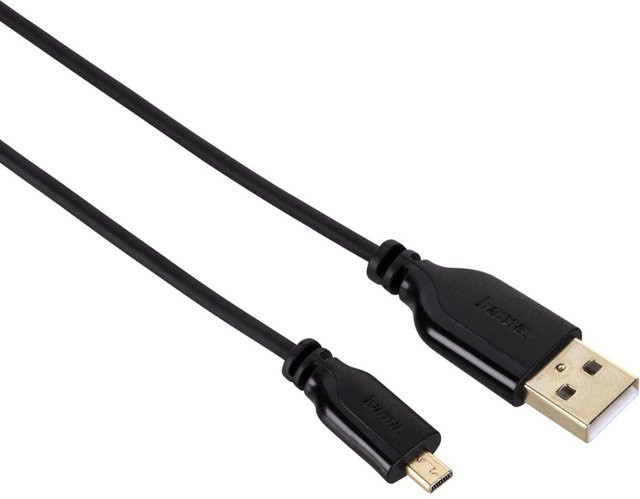 Hama USB 2.0 Anschlusskabel mit A-Stecker und Mini-B-Stecker in Schwarz, Länge: 0,75 m - Bild 1