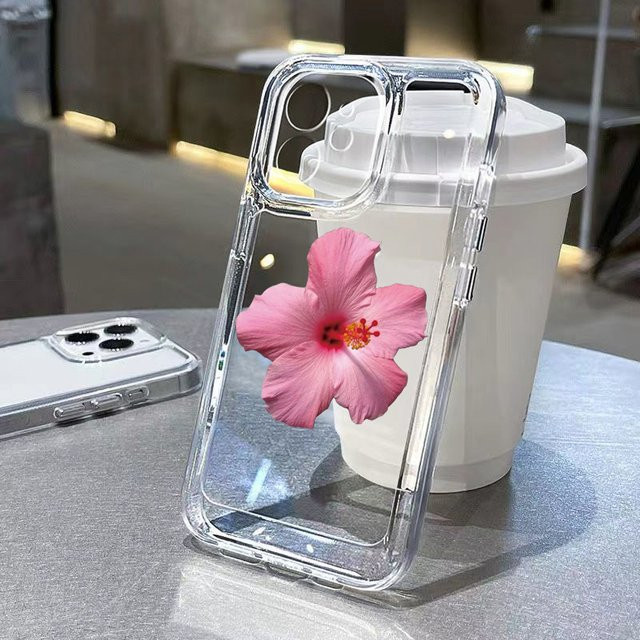 Transparente iPhone Hülle mit rosa Lilien Blume für iPhone 17 16 15 14 13 12 Pro Max Air Clear Cover - Bild 1