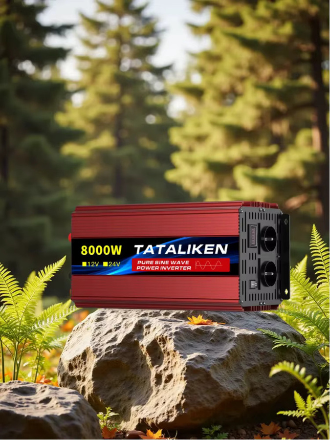 TATALIKEN Reiner Sinuswellen DC-AC Wechselrichter 6000W, 12V auf 220V 50Hz mit Euro-Steckdose und digitalem LCD-Display in Rot - Bild 5