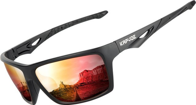 KAPVOE Sportsonnenbrille, Vollrand, Kunststoff, Schwarz, Unisex, polarisiert - Bild 1
