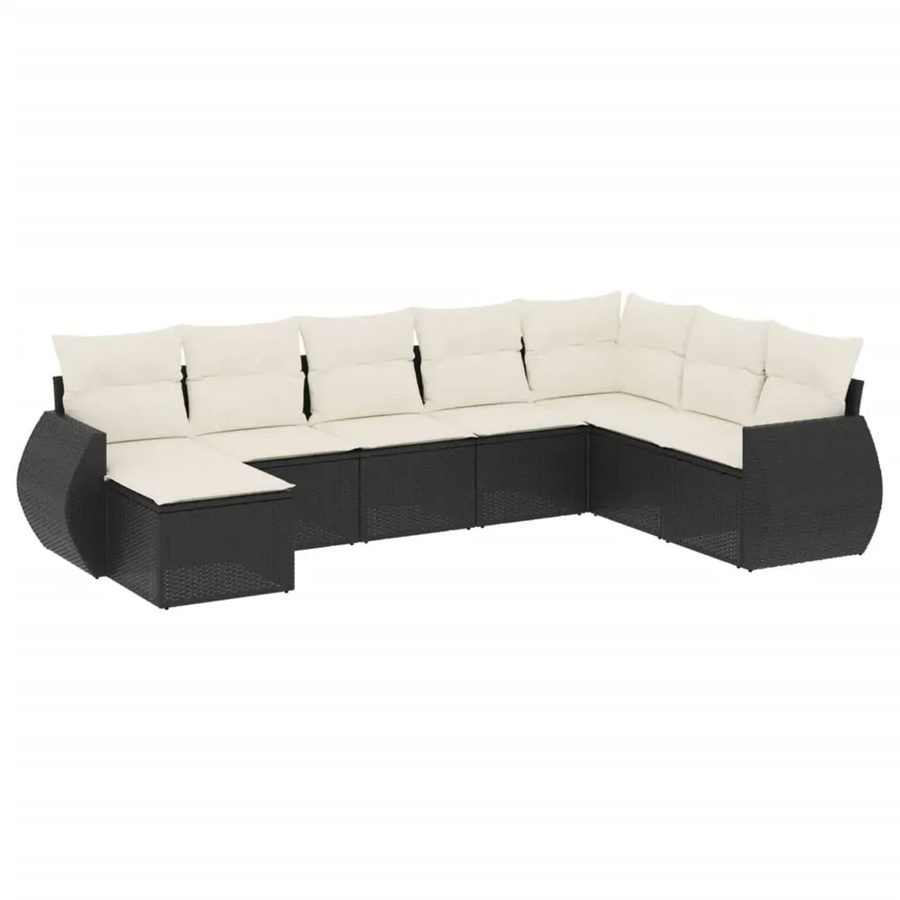 vidaXL 8-teilige Garten-Sofagarnitur aus Poly-Rattan mit Kissen in Schwarz - Bild 2