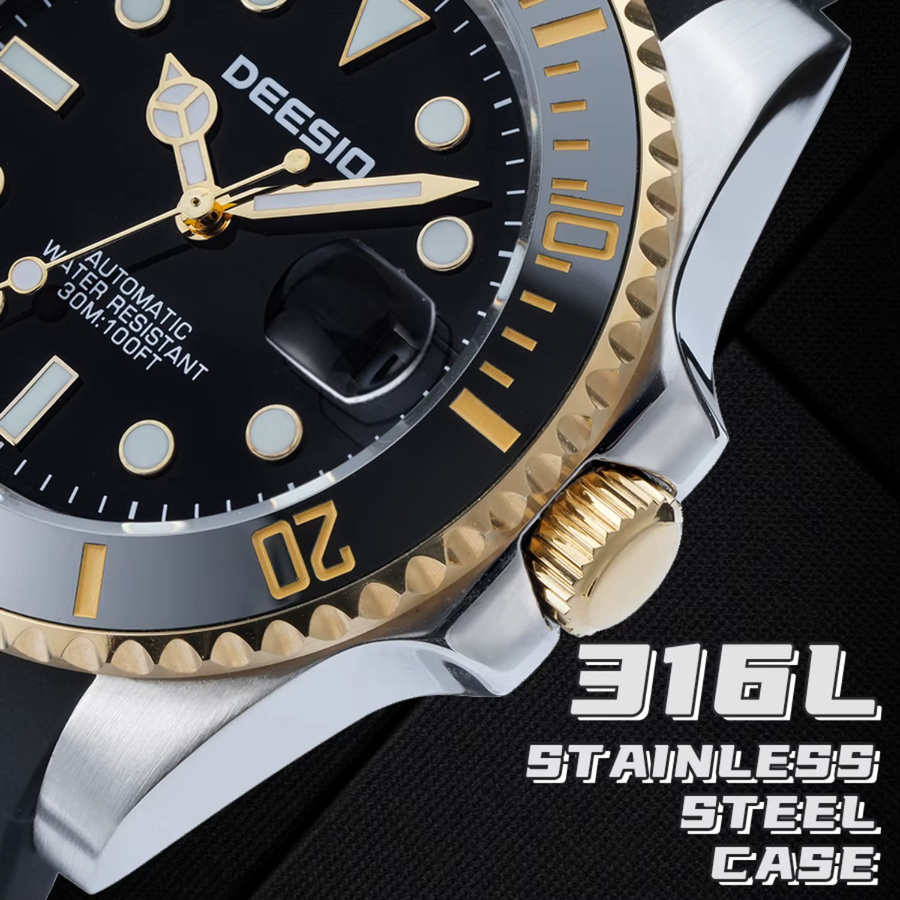 Deesio Armbanduhr, Automatik, Edelstahl, Schwarz, Herren - Bild 5