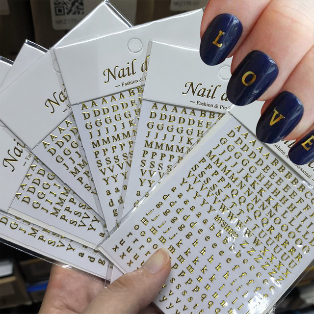 HotPress Nagelaufkleber 3D Englische Buchstaben, 12 Farben, A-Z, Unisex - Bild 1