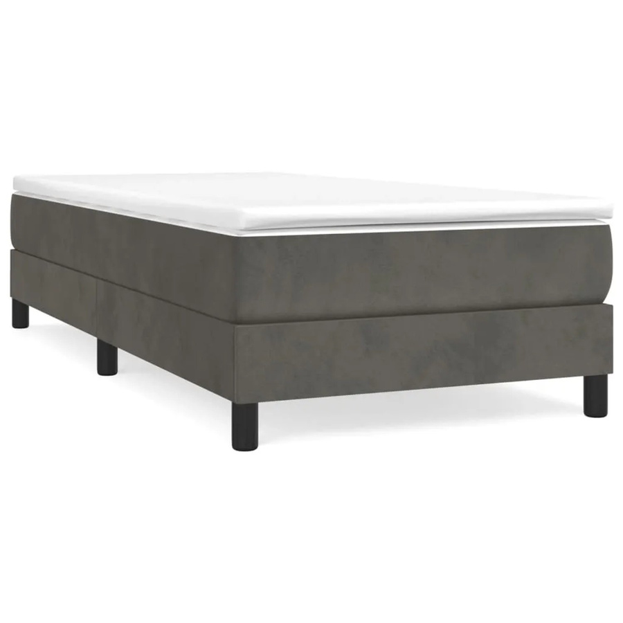 vidaXL Boxspringbett mit Matratze Dunkelgrau Samt B/T/H: 90 x 200 x 25 cm - Bild 2