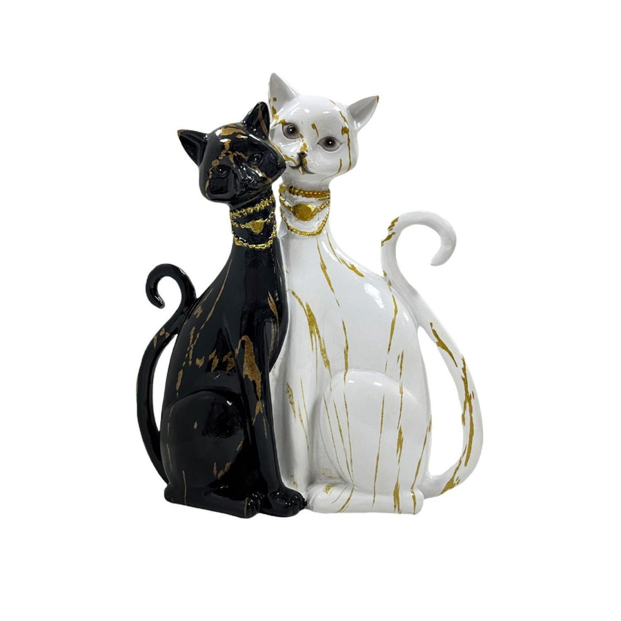 Yiran Furniture Dekoration Süße Katze Ornament in Schwarz und Weiß aus Kunstharz, B/T/H: 8,5 x 25,5 x 8,5 cm - Bild 2