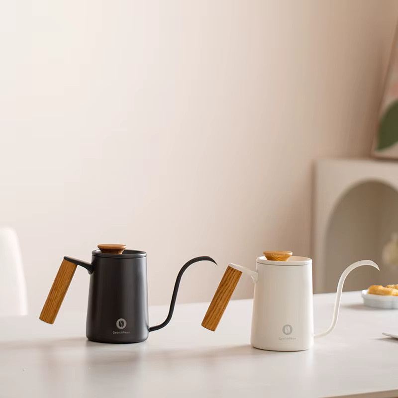 SearchPean Kaffeekanne mit Schwanenhals-Ausguss aus Edelstahl, Schwarz, 600 ml - Bild 3