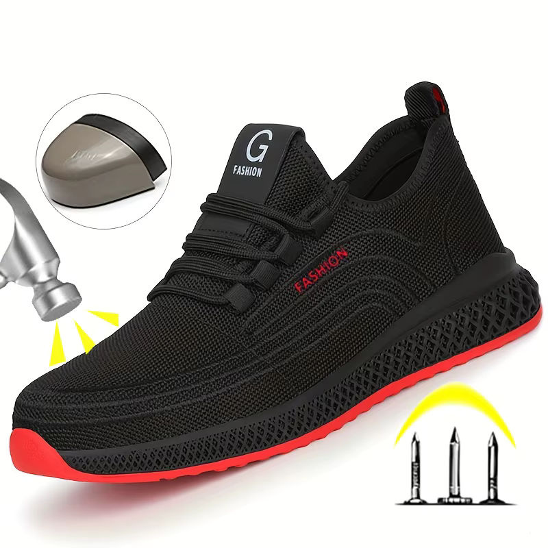 QUELERK Sicherheitsschuhe mit Stahlkappe in Schwarz, atmungsaktive Arbeitsschuhe für Damen und Herren nach EN ISO 20345 - Bild 7