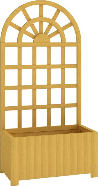 Outsunny Pflanzkasten mit Rankgitter aus Holz in Braun, großer Außen-Pflanzkübel für Kletterpflanzen mit Ablauflöchern, B/T/H: 60 x 30 x 120 cm - Bild 1