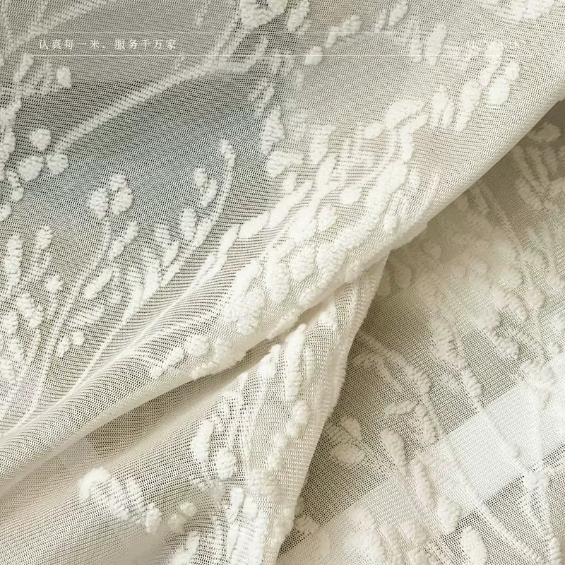 CENTURyMiG Kaschmir-Vorhang im französischen Stil mit floralem Pflanzenmuster, transparent und thermoisolierend, Farbe: Beige/Weiß/Transparent, B/H: 100 x 200 cm - Bild 2