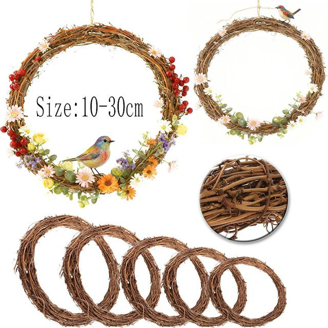 Natürliche getrocknete Rattan Ringe in Braun als DIY Bastelset für Weihnachts-Kränze und Wanddekoration - Bild 1