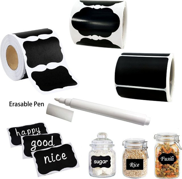 120 Stück abnehmbare Tafelaufkleber in Schwarz mit löschbarem Stift, wasserdichte Tafeletiketten für Zuhause und Küche, B/H: 3,56 x 5,59 cm - Bild 1