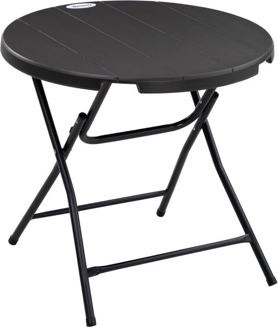 Outsunny Gartentisch rund aus Stahl und HDPE in Anthrazit mit klappbarer Platte, B/T/H: 80 x 80 x 73 cm - Bild 2