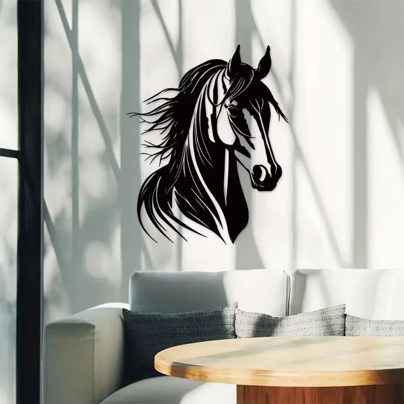 HELLOYOUNG Metall Wandkunst Pferdekopf in Schwarz für Landhaus-Dekoration innen und außen - Bild 6