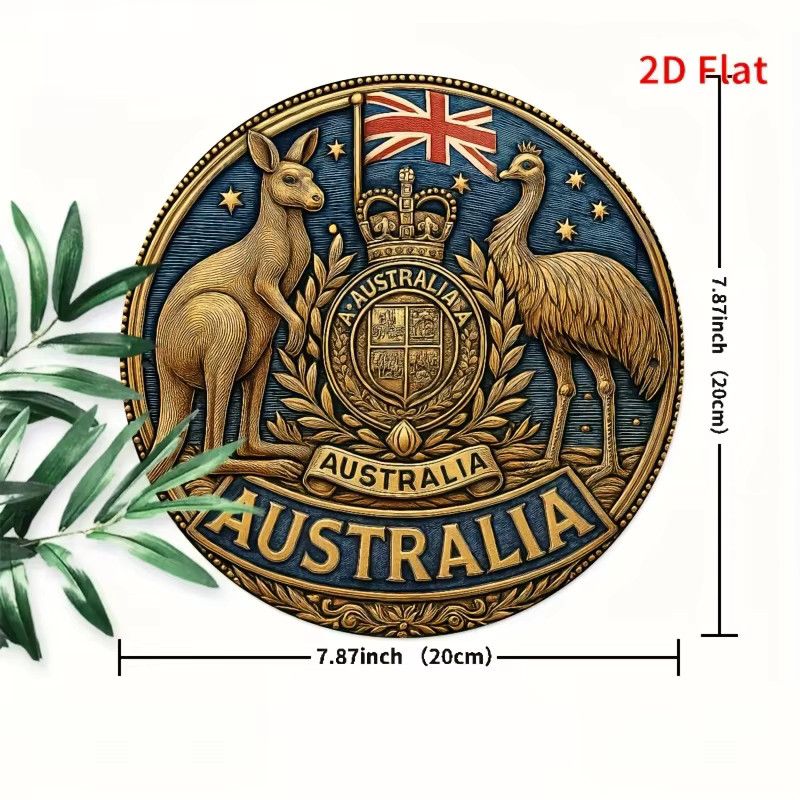 Runde Eisenwandkunst im Vintage-Stil von Potdemiel mit australischer Flagge und Känguru-Design, Multicolor, B/H: 20 x 20 cm - Bild 3
