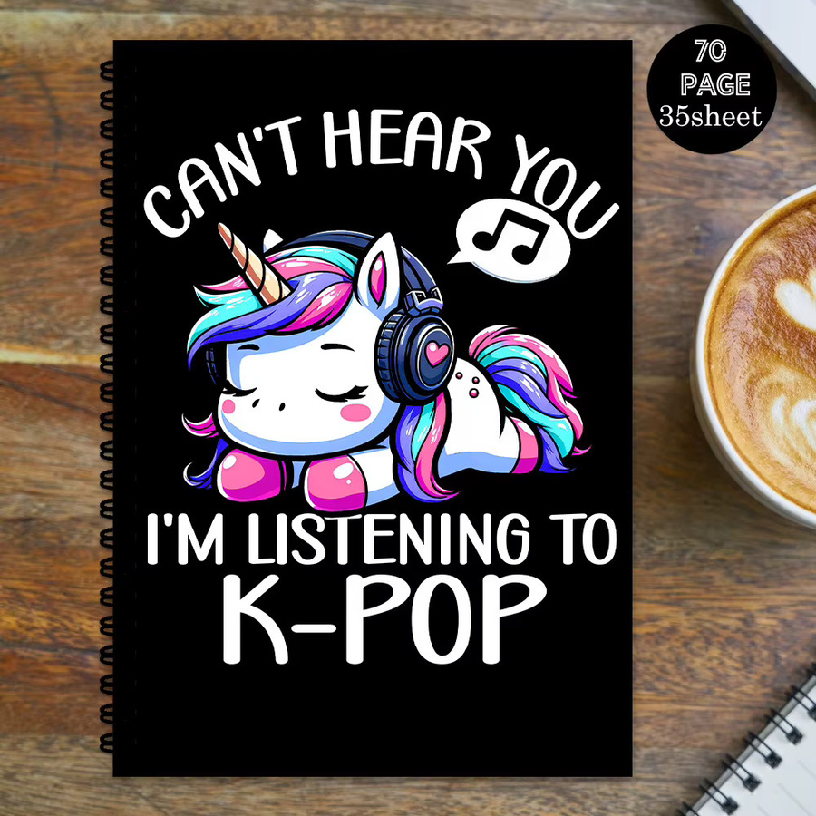 Regenbogen-Einhorn-Kopfhörer-Notizbuch im K-POP-Stil, liniertes A5 Notizbuch in Multicolour für Erwachsene - Bild 4