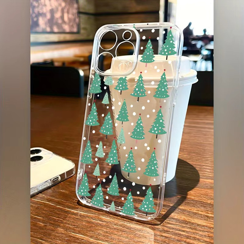 Transparente TPU-Handyhülle mit grünem Weihnachtsbaummuster für Apple iPhone 11 bis iPhone 17 Pro Max - Bild 2