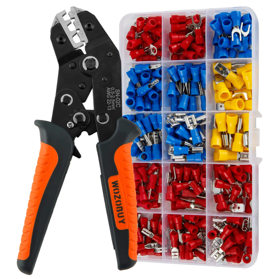 WOZOBUY SN-02C Crimpzange Ratschendraht-Crimper für isolierte Steckverbinder AWG22-13 Sortimentsset für Kabelschuhe, Ringe, Spaten und Stöße - Bild 5