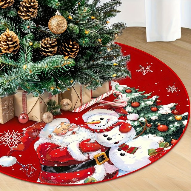 VIKAMA Weihnachtsbaumrock in Rot mit Schneeflocken- und Weihnachtsmann-Motiv - Bild 1