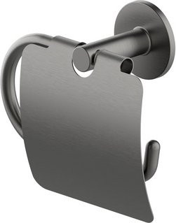 LENZ Toilettenpapierhalter SIVO aus Metall in Graphit Grau zur Montage durch Kleben oder Bohren - Bild 1