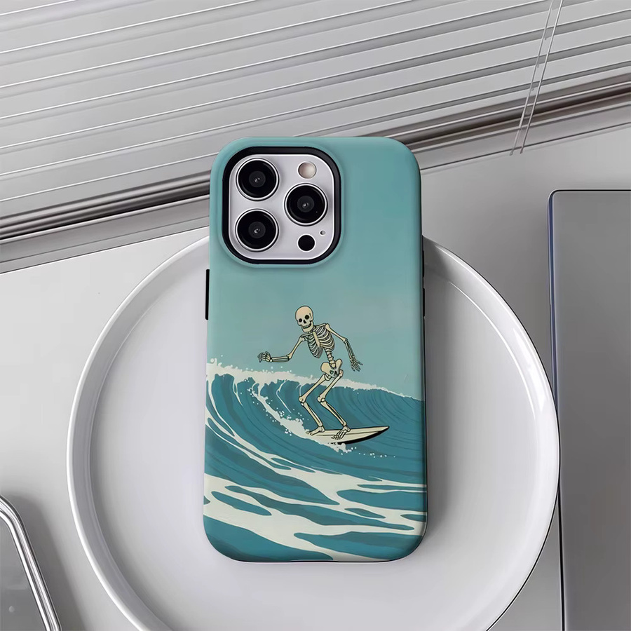 Potdemiel Skelett Surfer Handyhülle für iPhone 17 16 15 14 13 Pro Max Plus mit Magnetfunktion, robuste Doppel-Schicht-Schutzhülle - Bild 4