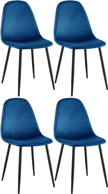 CLP Esszimmerstühle Napier 4er Set gepolsterte Küchenstühle aus Velvet mit Rückenlehne - Bild 1
