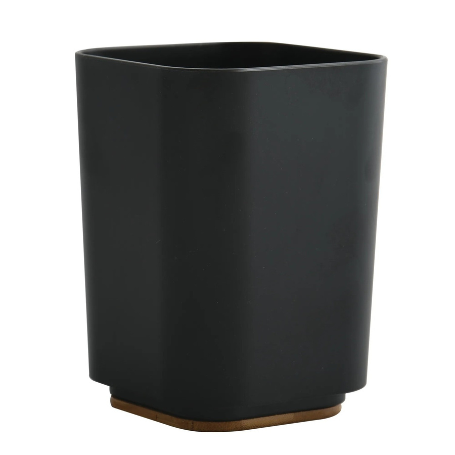 MSV Zahnputzbecher Kamla aus Polystyrol und Bambus in Schwarz, B/T/H: 7,9 x 7,9 x 11,1 cm - Bild 2