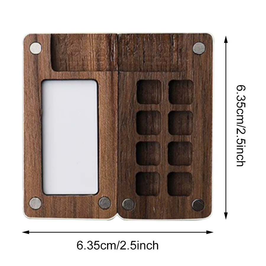 APWIKOGER Mini-Reisepalette aus Holz mit Clip und Aquarelltasche, 8/15 Gitter, Braun - Bild 5