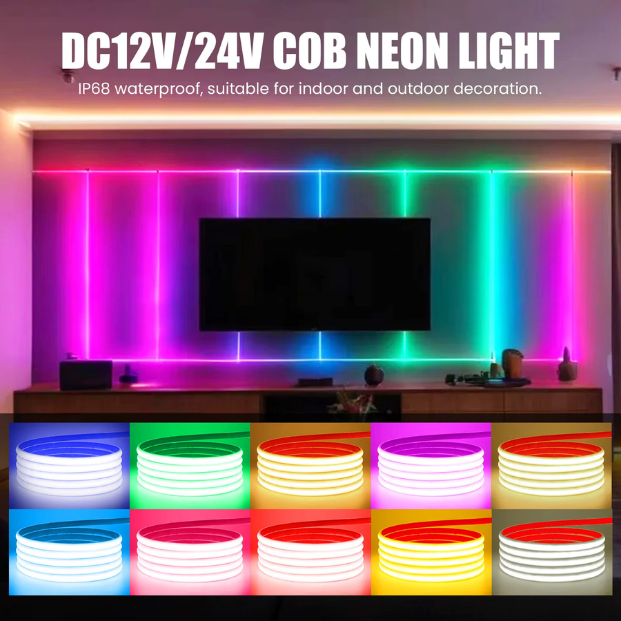 XUNATA COB-LED-Streifenlicht IP68 wasserdicht, 12 V, gelbes LED-Neonband für Outdoor-Schwimmbad und lineare Beleuchtung - Bild 3
