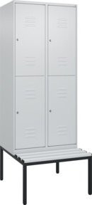 C+P Doppelstock-Spind Classic PLUS Sitzbank mit 2 Abteilen, Kunststoff-Sitzfläche, B/T/H: 212 x 80 x 81,5 cm, Schwarz/Grau - Bild 1