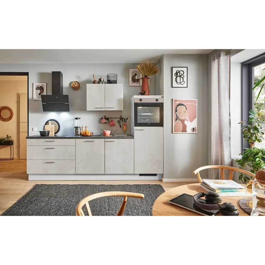 pino Küchenzeile Beton Weißgrau mit 1 Geräteschrank, Breite: 260 cm, Höhe: 174 cm, Tiefe: 60 cm - Bild 2