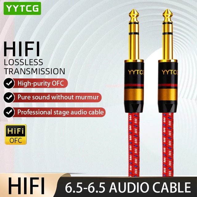 YYTCG E-Gitarrenkabel rot, geflochtenes 6,5 mm Mono-Audiokabel mit 1/4 Zoll Klinke für Bass und E-Box - Bild 1