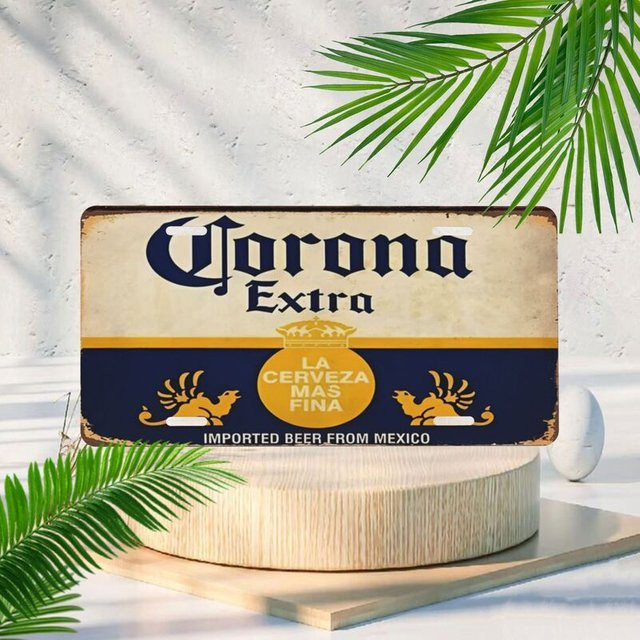 Vintage Corona Extra Beer Dekoration Nummernschild in Multicolor, B: 15,0 cm, H: 15,0 cm, T: 6,0 cm - Bild 1