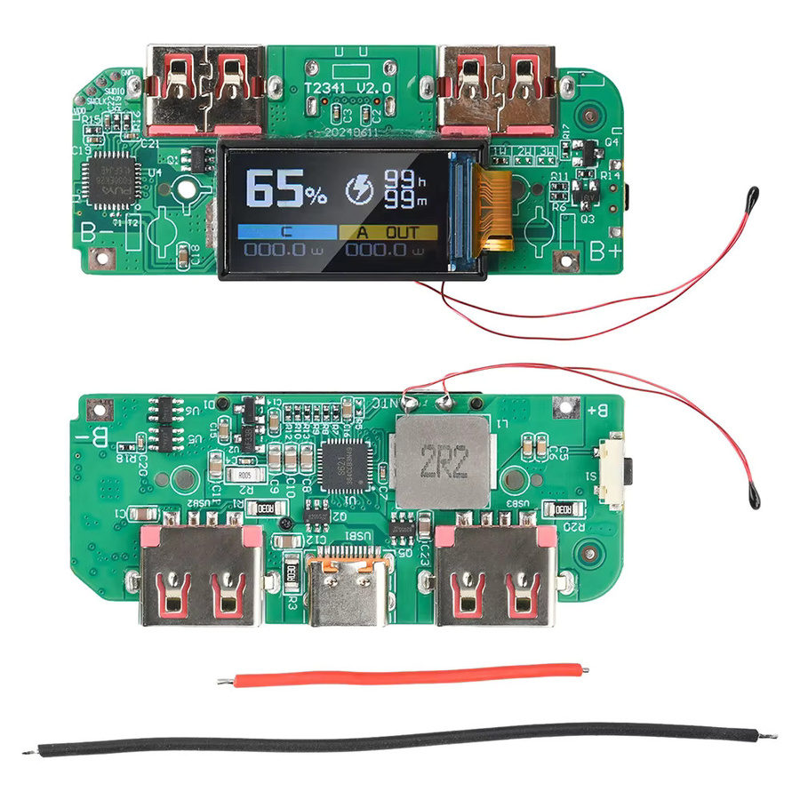 Gaqqee Powerbank DIY-Kit mit 22,5W Schnelllademodul, 0,96-Zoll TFT-Farbdisplay und Unterstützung für PD, QC, SCP und VOOC in Silber - Bild 4