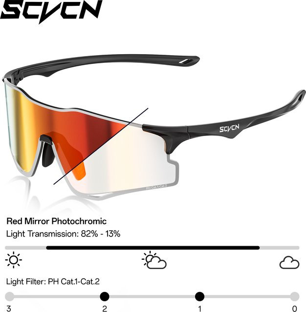 Scvcn Photochrome Laufsonnenbrille, Vollrand, Unisex, black, purple - Bild 1