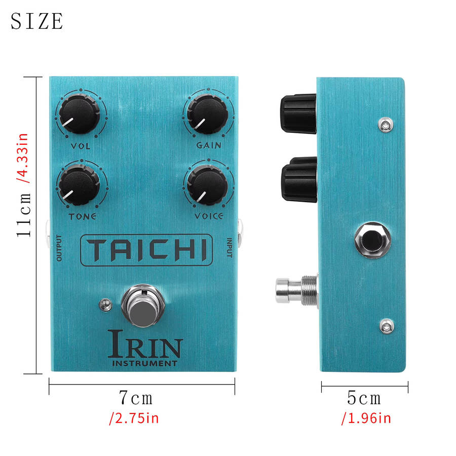 IRIN Taichi Low-Gain-Overdrive Gitarren-Effektpedal in Türkis mit Voice-Knopf zur EQ-Frequenzsteuerung - Bild 2