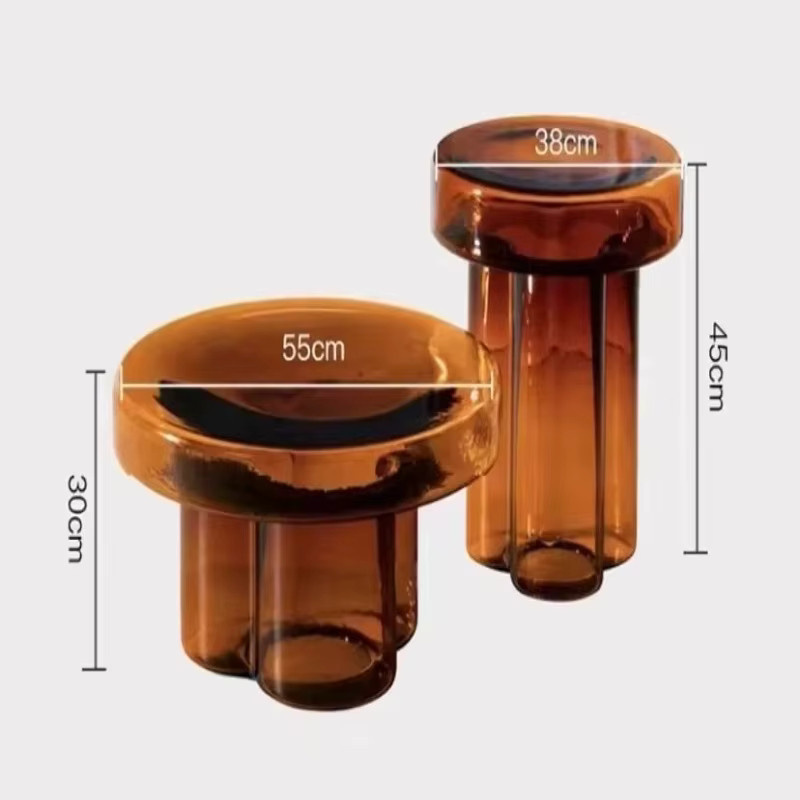Tommy You Couchtisch aus Glas in Blütenblattform, transparent-orange, minimalistisches Design für dein Wohnzimmer - Bild 3