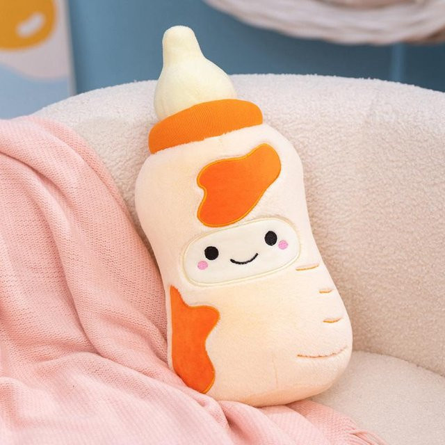 Yiran toy Kawaii Lächeln Milchflasche Plüschtier, Rosa, 38cmx16cm - Bild 1