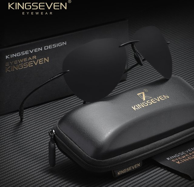 KINGSEVEN Sonnenbrille Pilot, randlos, polarisiert, Unisex, TR90 - Bild 1