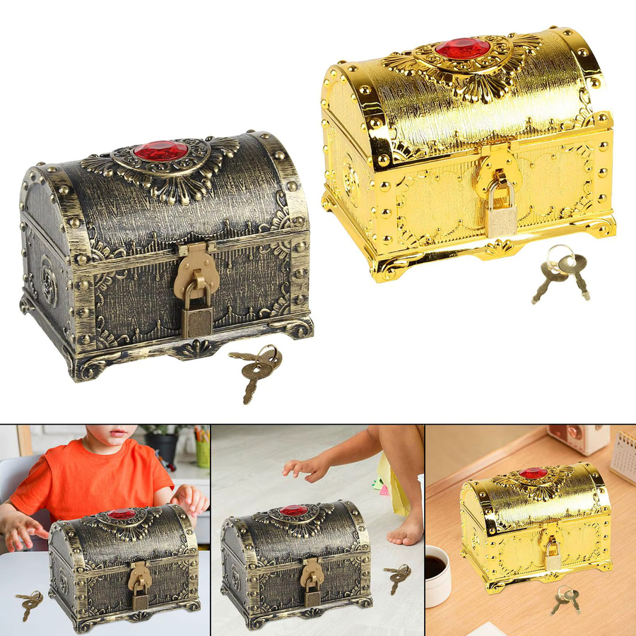 Kesoto Piraten-Schatztruhe als dekorative Schatzkiste in Bronze und Gold - Bild 3