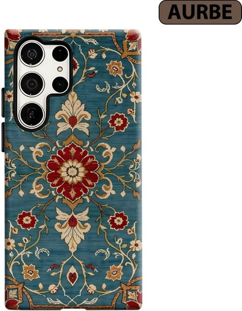 Aurbe Handyhülle für Samsung Galaxy S26 S25 S24 S23 Ultra Plus HD Hart Vintage Floral Elegance Teppich Doppelschicht-Filmhülle in Multicolour - Bild 1