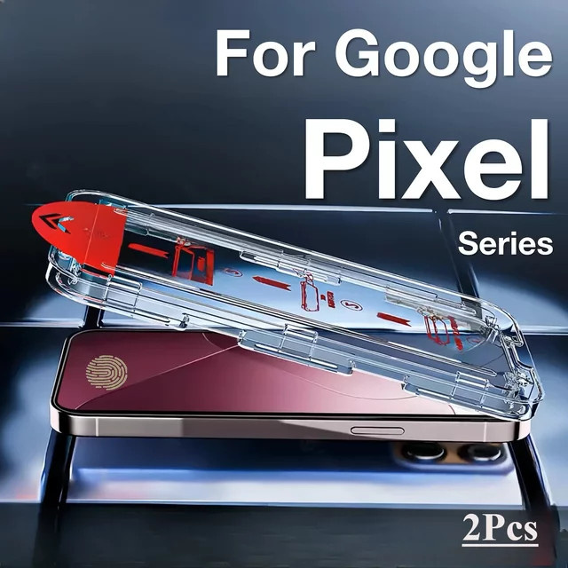 2 Stück Displayschutzfolie aus gehärtetem Glas für Google Pixel 10, 10a, 9, 9 Pro, 9A, 8, 8 Pro, 8A, 7, 7A, 6A, 4G und 5G inkl. Montage-Set, transparent - Bild 1