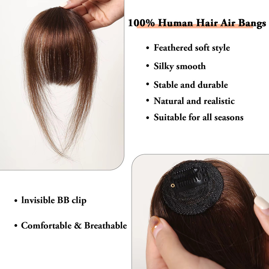 HAIRCUBE Pony-Clip, braunes Remy-Echthaar, Damen - Bild 4