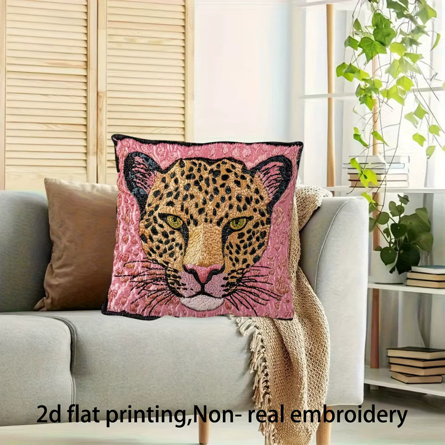 VIKAMA Kissenbezug mit rosa Leopardenmuster, doppelseitig bedruckt, quadratisch, Breite: 30 cm, Höhe: 30 cm - Bild 2