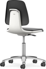 Bimos Arbeitsdrehstuhl Labsit mit Skintec-Polster und Rollen in Weiß, B: 45 cm, T: 42 cm, H: 45-65 cm - Bild 1
